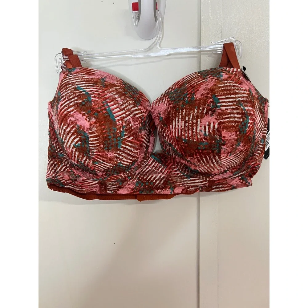 Body Frosting Lingerie Set 44D 3X Rust Pink Lace Longline Bra Boyshort BR-35247X